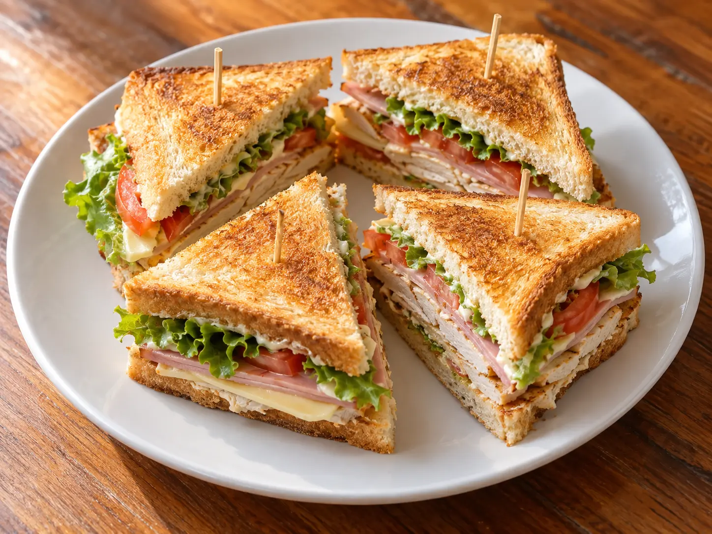 KI-generiertes Illustrationsbild eines Club Sandwichs, für den Bereich Sandwiches und Snacks